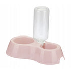 Doppelnapf mit Wasserspender für Hunde und Katzen – 2 Schalen, 450-ml-Flasche, 26 cm Breite, Kunststoff