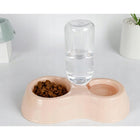 Doppelnapf mit Wasserspender für Hunde und Katzen – 2 Schalen, 450-ml-Flasche, 26 cm Breite, Kunststoff – Bild 4