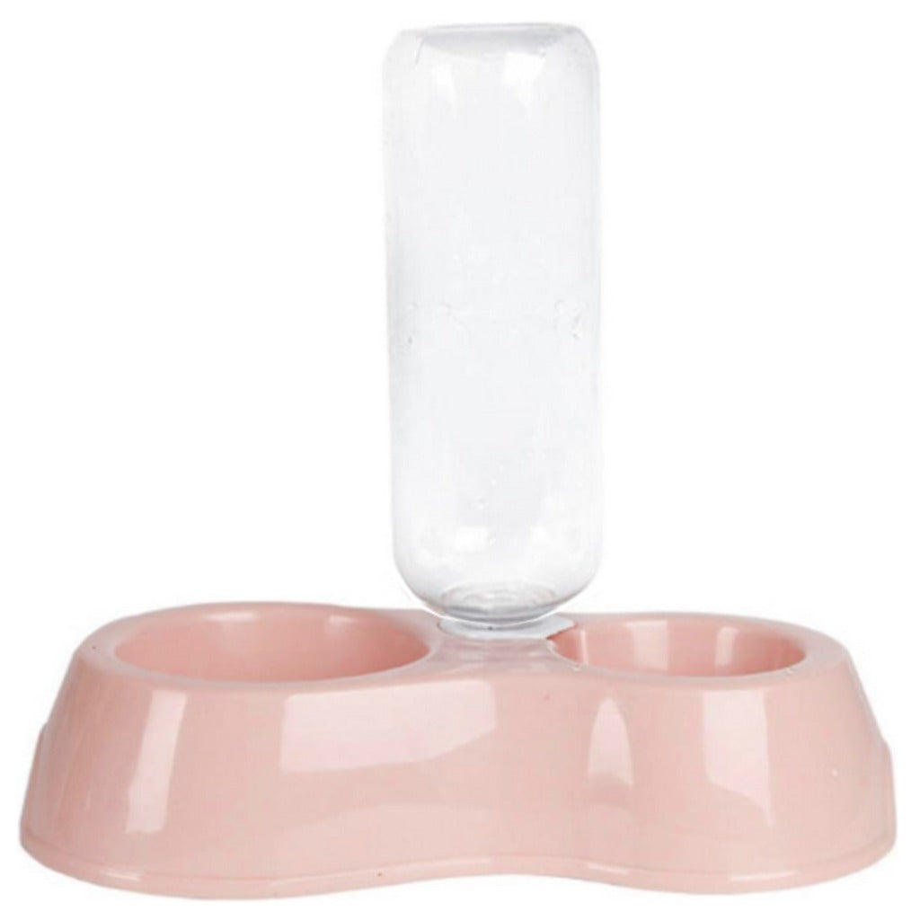 Doppelnapf mit Wasserspender für Hunde und Katzen – 2 Schalen, 450-ml-Flasche, 26 cm Breite, Kunststoff – Bild 5