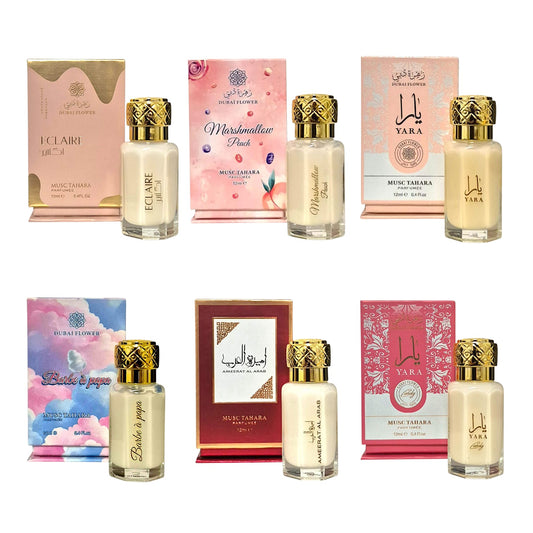 Dubai Flower Musc Tahara Ameerat Al Arab Yara und Candy, Eclaire, Marshmallow Peach