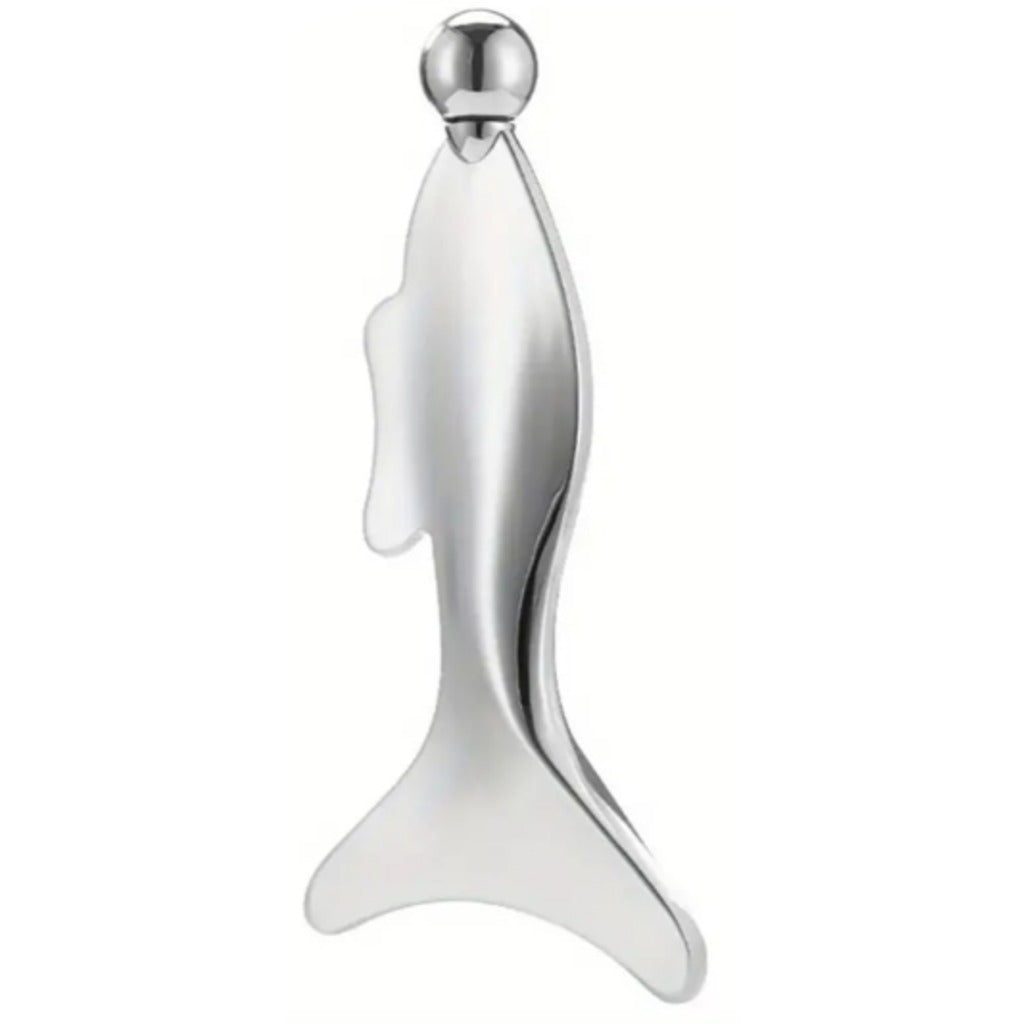 Edelstahl Gesichtsmassagegerät mit kühlender Massagekugel 13 cm – Gua-Sha-Tool für Gesicht und Körper – Bild 6