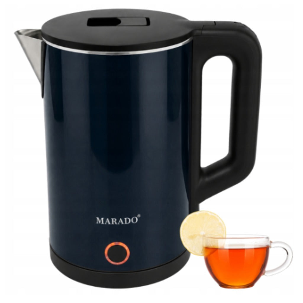 Edelstahl Wasserkocher 1,5 Liter 1500 W kabellos 360° Drehsockel marineblau Elektrowasserkocher – Bild 8