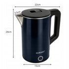 Edelstahl Wasserkocher 1,5 Liter 1500 W kabellos 360° Drehsockel marineblau Elektrowasserkocher – Bild 9