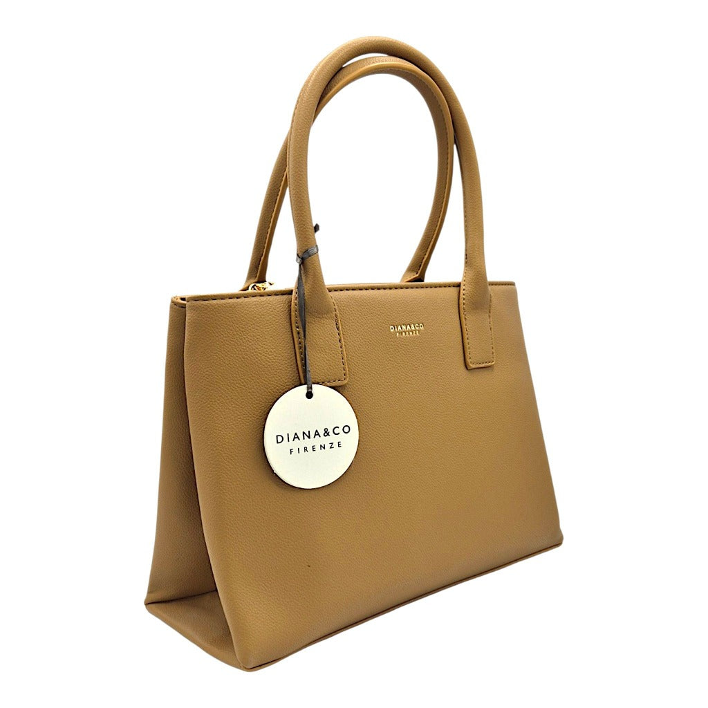 Diana & Co Firenze elegante Damen Schultertasche mit Doppelgriff ca. 32,5 x 22,5 x 13,5 cm für Alltag und Büro