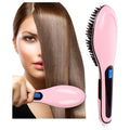 Elektrische Haarglättungsbürste mit LCD Display und Ionen in Rosa – 2-in-1 Glätteisen und Kammbürste für alle Haartypen