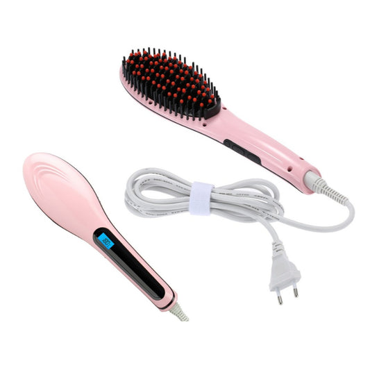 Elektrische Haarglättungsbürste mit LCD Display und Ionen in Rosa – 2-in-1 Glätteisen und Kammbürste für alle Haartypen – Bild 2