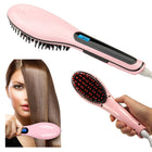 Elektrische Haarglättungsbürste mit LCD Display und Ionen in Rosa – 2-in-1 Glätteisen und Kammbürste für alle Haartypen – Bild 3