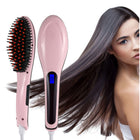 Elektrische Haarglättungsbürste mit LCD Display und Ionen in Rosa – 2-in-1 Glätteisen und Kammbürste für alle Haartypen – Bild 4
