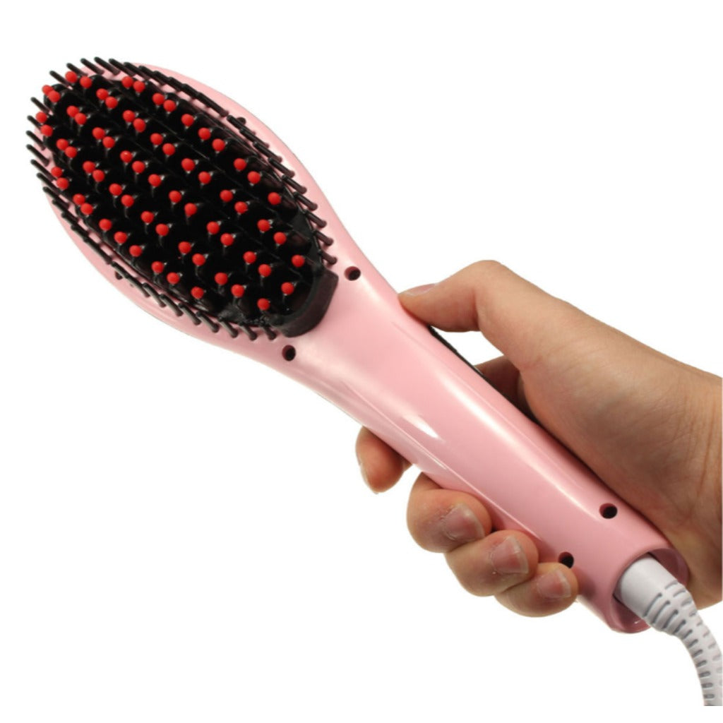 Elektrische Haarglättungsbürste mit LCD Display und Ionen in Rosa – 2-in-1 Glätteisen und Kammbürste für alle Haartypen – Bild 6