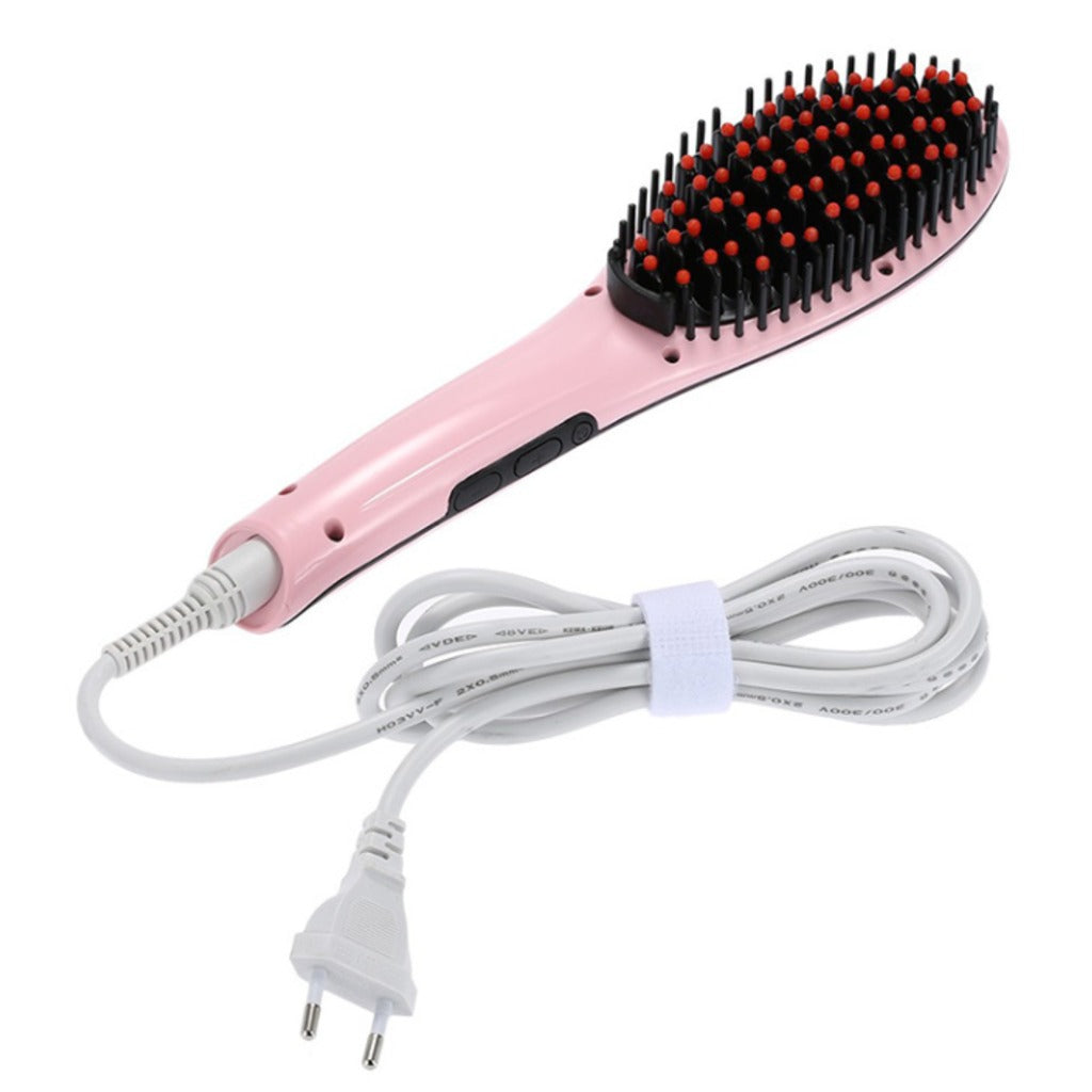 Elektrische Haarglättungsbürste mit LCD Display und Ionen in Rosa – 2-in-1 Glätteisen und Kammbürste für alle Haartypen – Bild 9