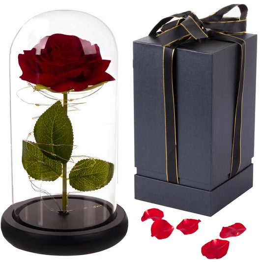Ewige Rose im Glas mit Licht Rose Geschenke für Frauen