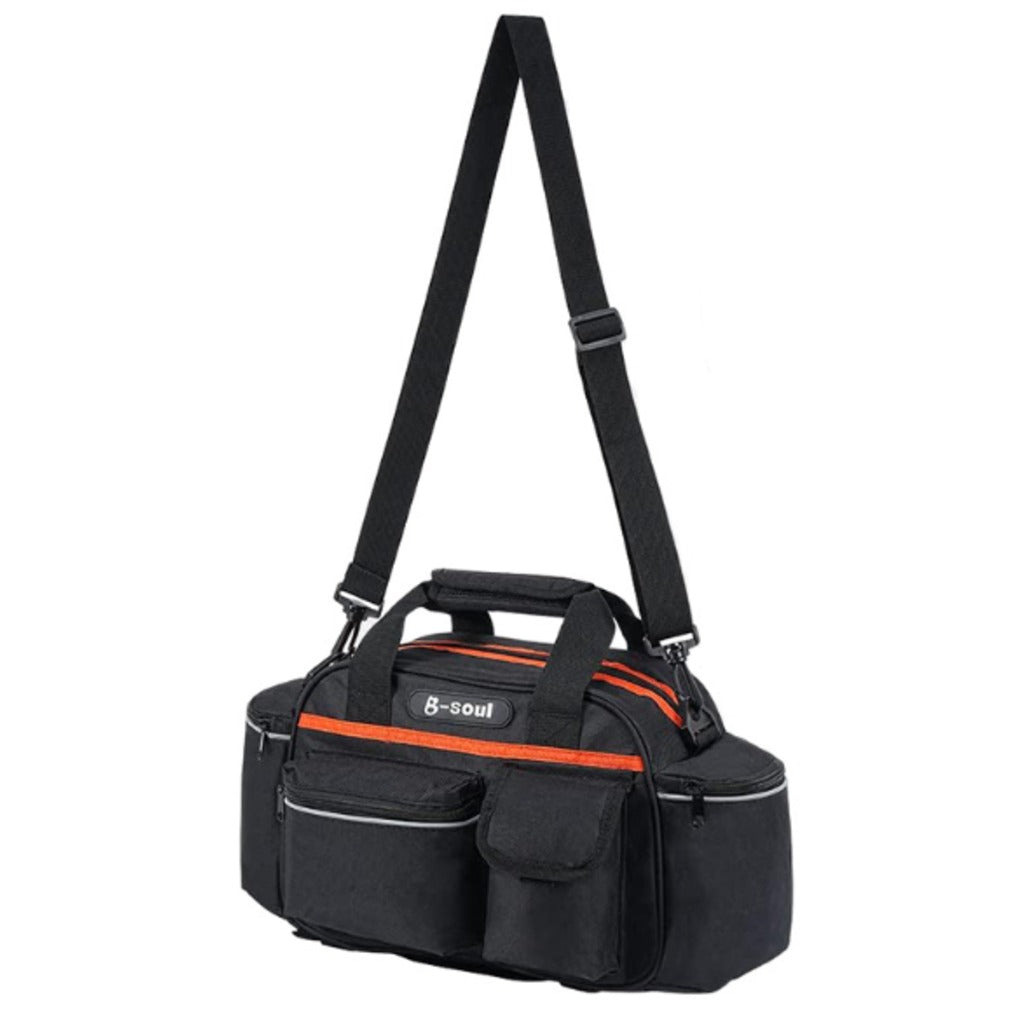 Fahrrad Gepäckträgertasche 15L schwarz – wasserdicht, 40x21,5x18 cm, mit Schulterriemen und Reflektor – Bild 2