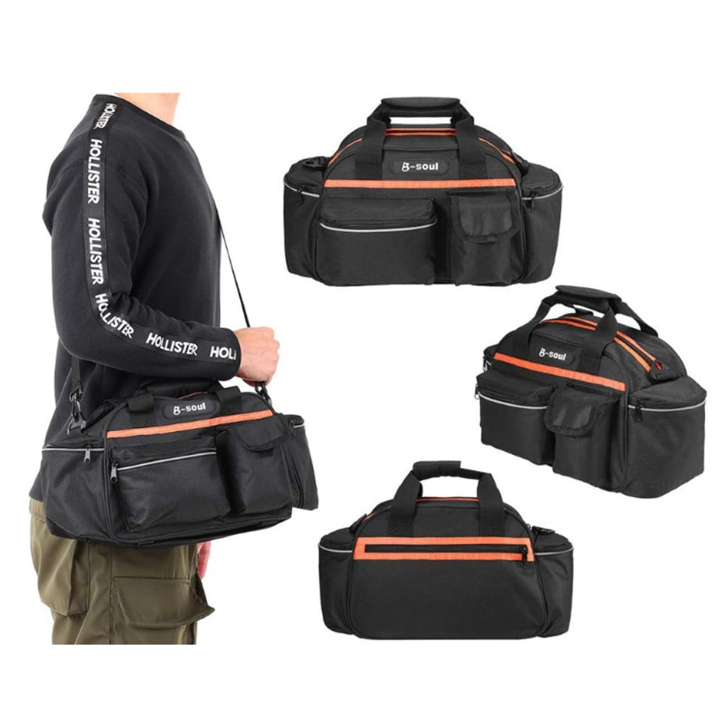 Fahrrad Gepäckträgertasche 15L schwarz – wasserdicht, 40x21,5x18 cm, mit Schulterriemen und Reflektor – Bild 6