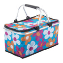 Faltbarer Thermokorb 48x28x22 cm mit Blumenmuster – Isolierter Picknickkorb für Ausflug, Strand & Einkauf