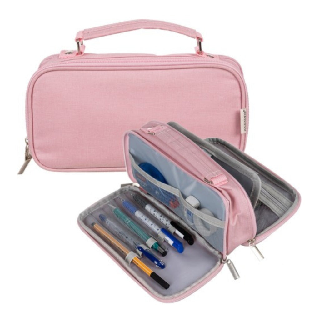 Maaleo Mädchen Federmäppchen rosa mit 2 Fächern 11x7x23 cm – Stiftetasche für Schule und Büro – Bild 2