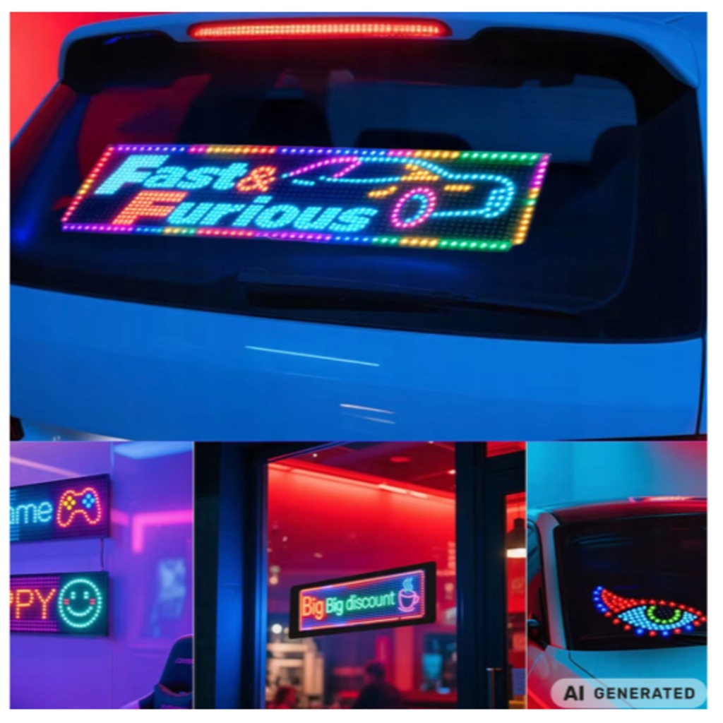 Flexible LED-Laufschrift 16x64 – programmierbares Display für Auto-Heckscheibe und Schaufenster mit App-Steuerung – Bild 3