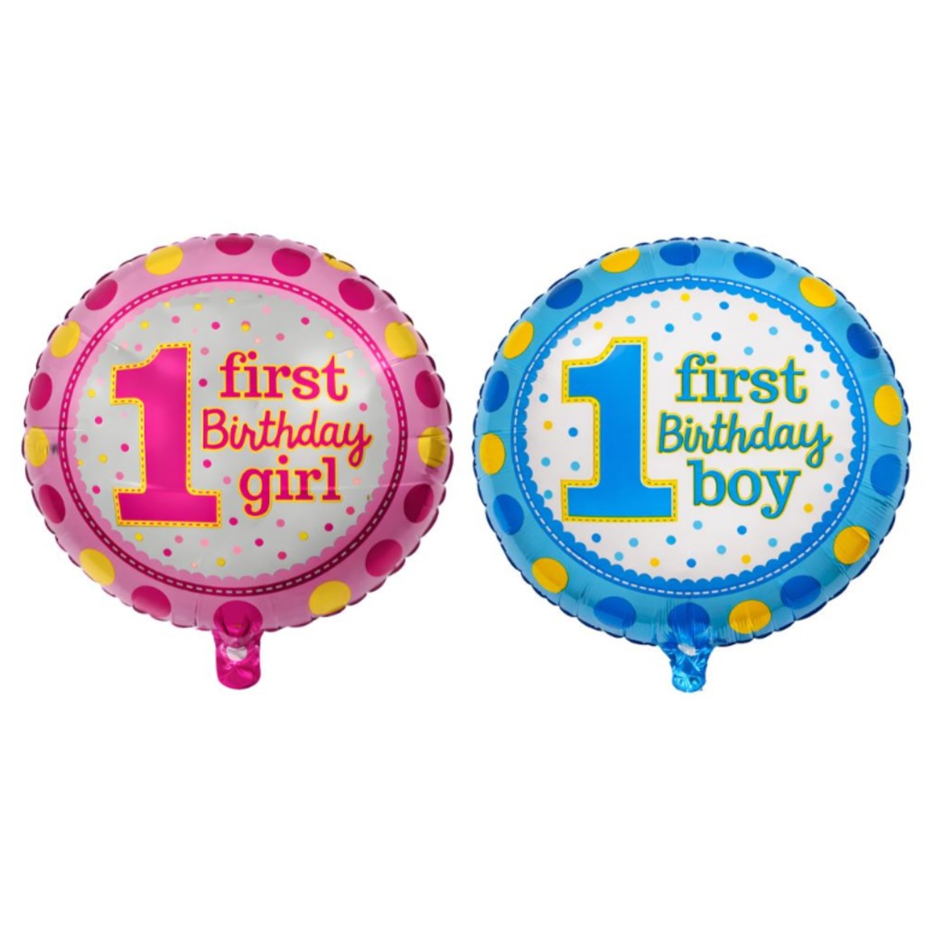 Folienballon 1. Geburtstag First Birthday 18 Zoll – Partydeko für Mädchen und Jungen – Bild 6