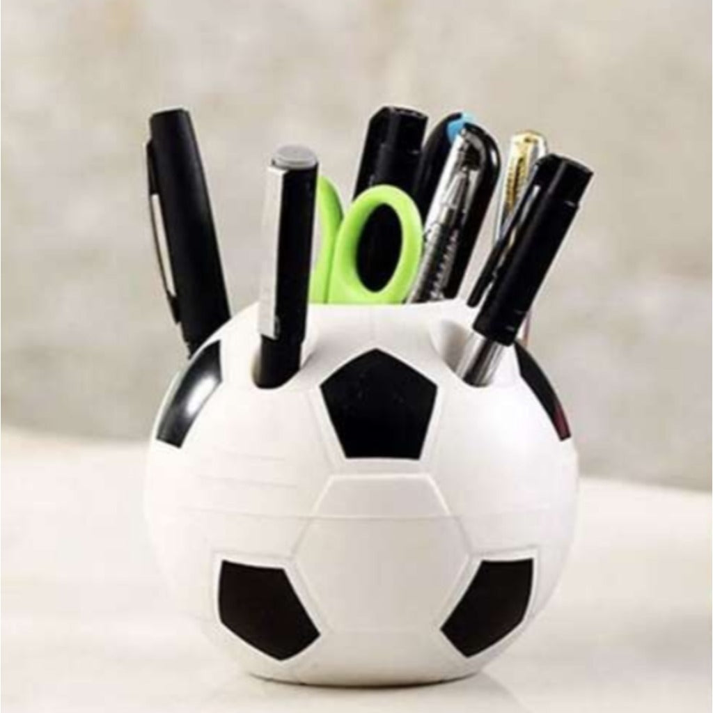 Maaleo Fußball Stiftehalter Schreibtisch-Organizer mit Schreibwaren-Set für Kinder, weiß-schwarz, Ø 11 cm – Bild 5