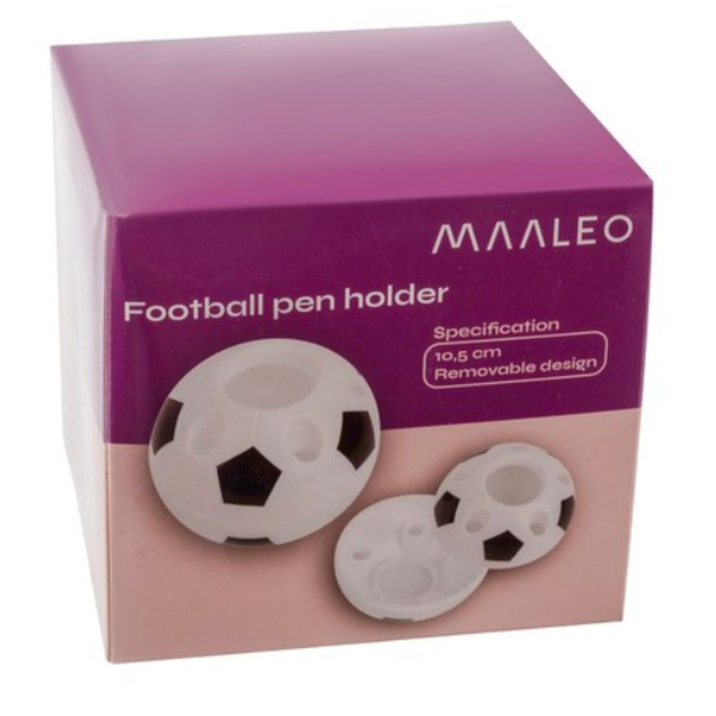 Maaleo Fußball Stiftehalter Schreibtisch-Organizer mit Schreibwaren-Set für Kinder, weiß-schwarz, Ø 11 cm – Bild 6