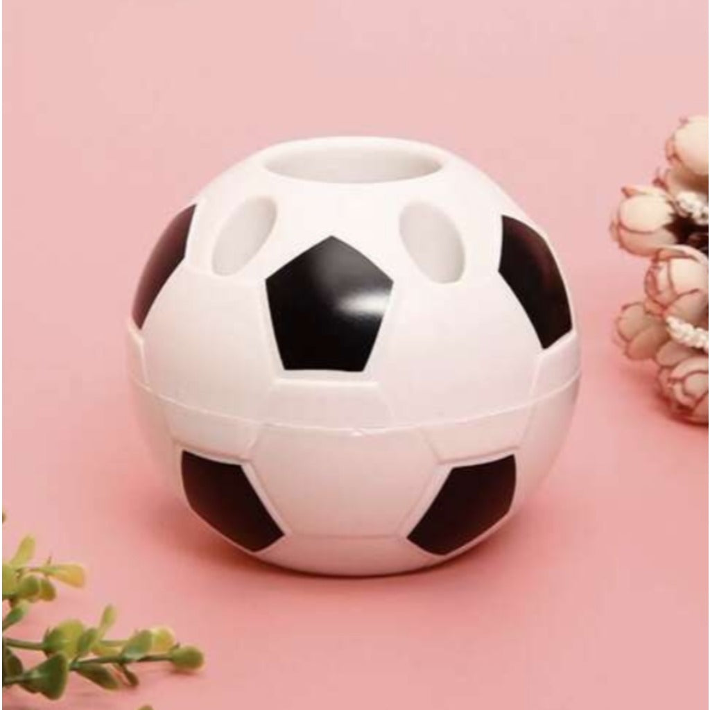 Maaleo Fußball Stiftehalter Schreibtisch-Organizer mit Schreibwaren-Set für Kinder, weiß-schwarz, Ø 11 cm – Bild 8