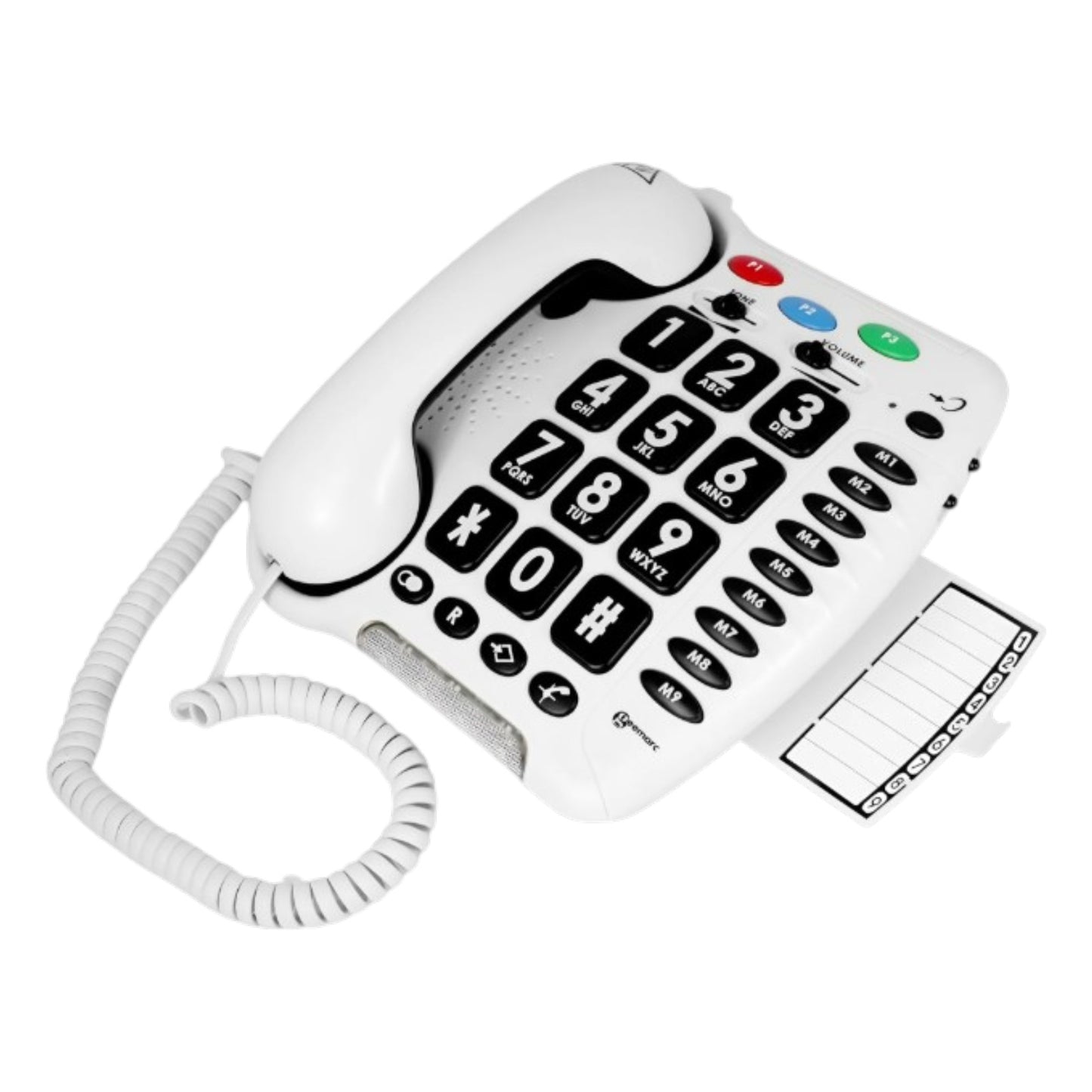 Geemarc CL100 Seniorentelefon für Schwerhörige und Sehbehinderte mit großen Tasten in Weiß