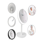 LED Kosmetikspiegel mit Lüfter & 5x Vergrößerung  Beleuchteter Schminkspiegel mit USB & Akku
