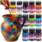 Maaleo Glas- und Keramikfarben-Set 12 x 20 ml – ofenfeste Glasmalfarben für Porzellan, Tassen und Teller, 12 Farben wasserfes