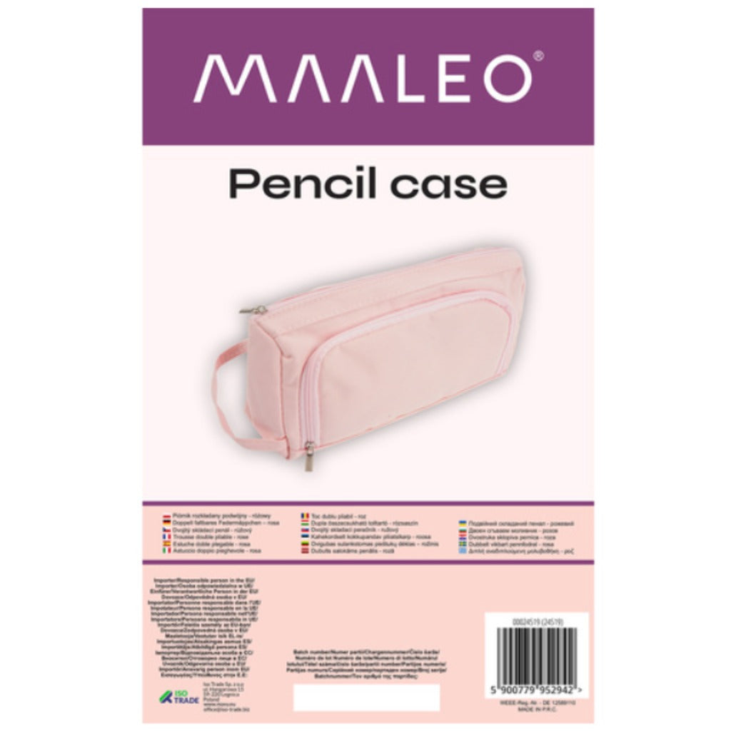 Maale Doppelt faltbares Federmäppchen Rosa 23 cm – 2 Fächer Oxford-Gewebe für Schule und Büro – Bild 9