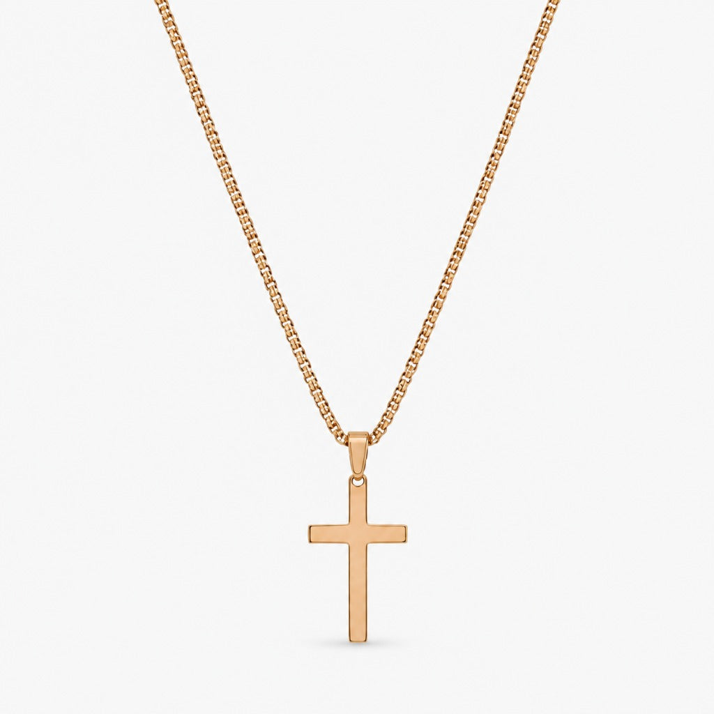Herren Halskette mit Kreuz-Anhänger goldfarben 47 cm – elegante Kreuzkette Unisex