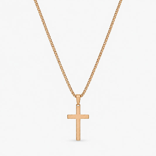 Herren Halskette mit Kreuz-Anhänger goldfarben 47 cm – elegante Kreuzkette Unisex