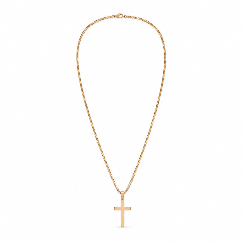 Herren Halskette mit Kreuz-Anhänger goldfarben 47 cm – elegante Kreuzkette Unisex – Bild 2