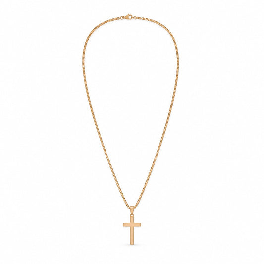 Herren Halskette mit Kreuz-Anhänger goldfarben 47 cm – elegante Kreuzkette Unisex – Bild 2