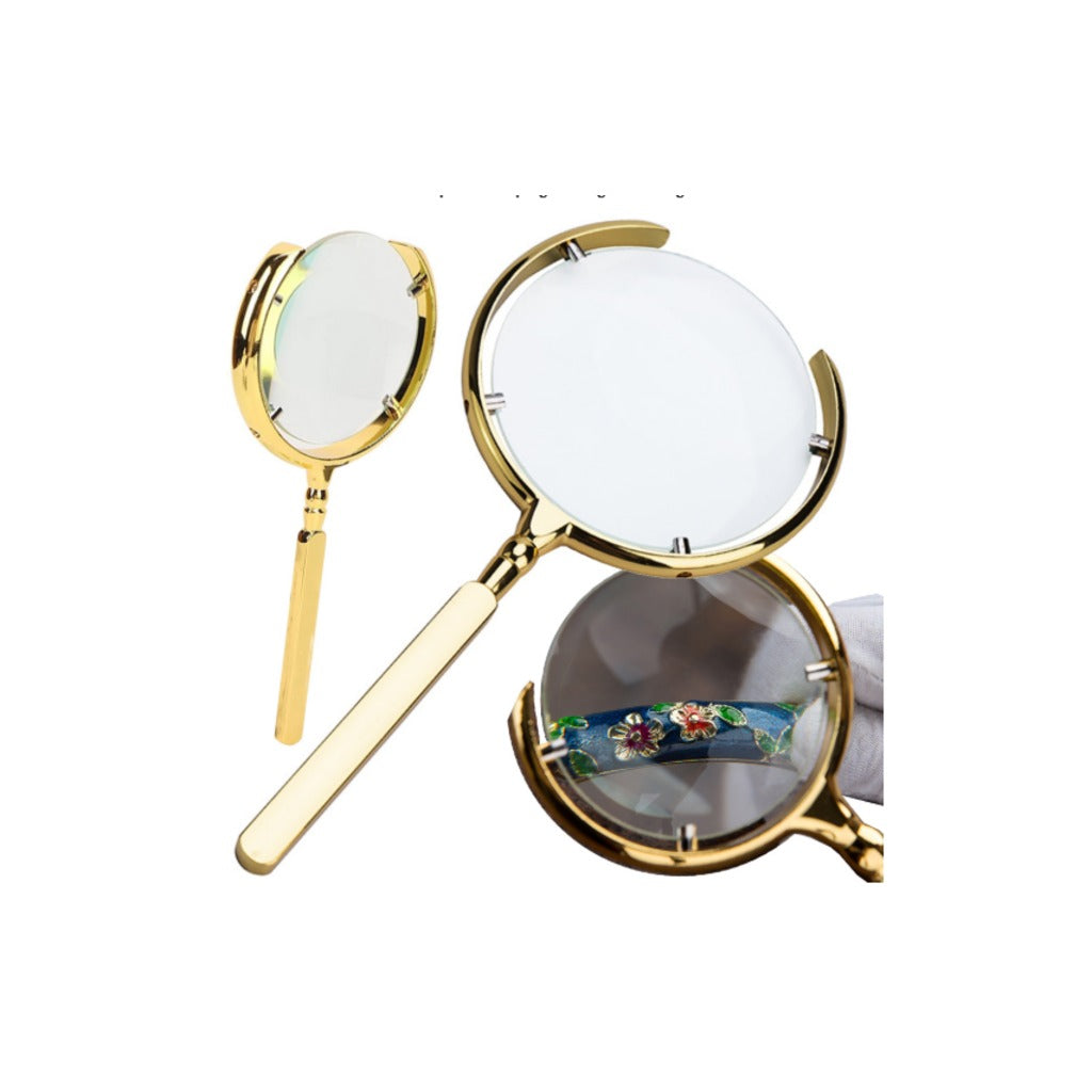 Handlupe 6-fach Vergrößerung goldfarben 22 cm – Leselupe mit Glaslinse und Metallrahmen für Senioren und Hobby – Bild 7