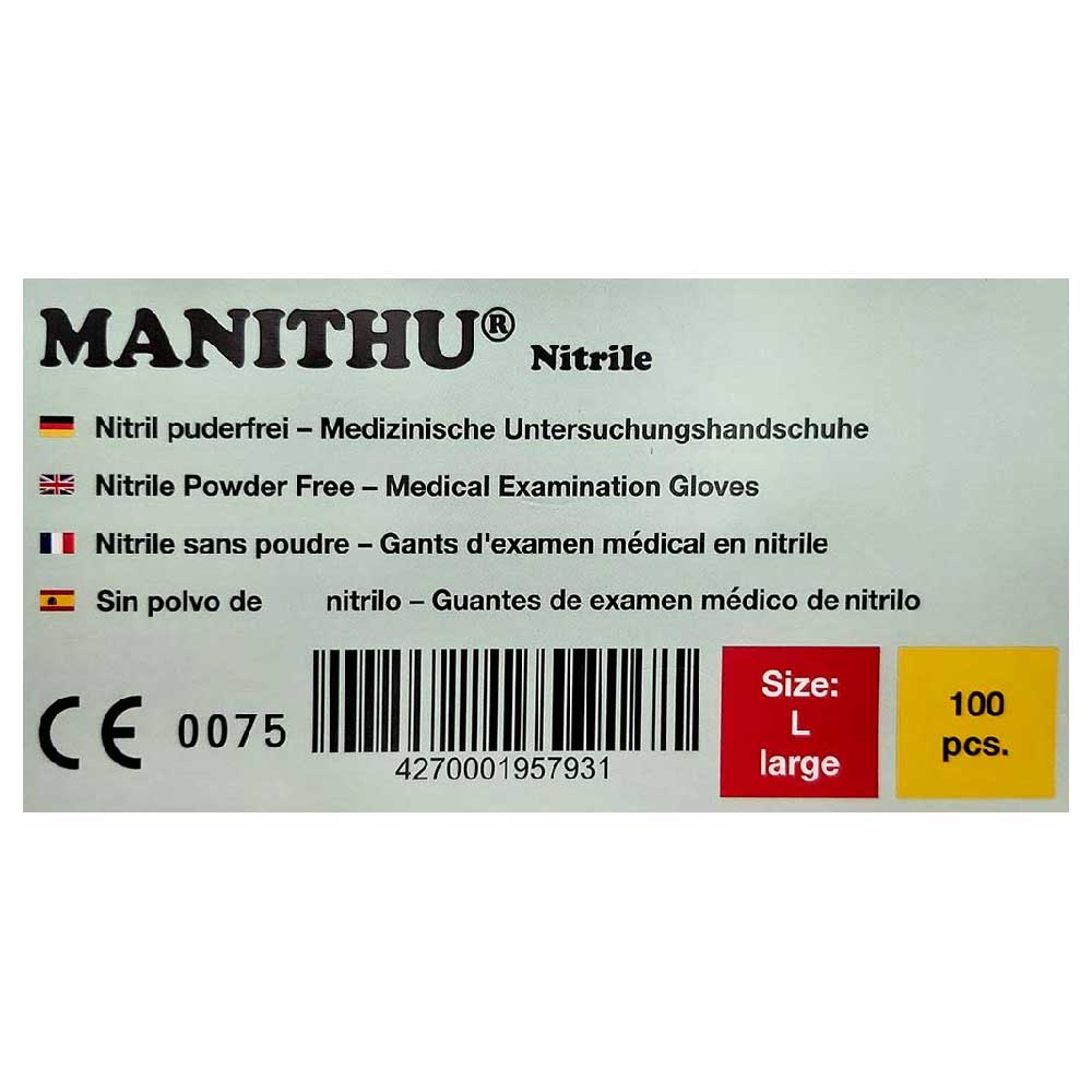 Gummihandschuhe Manithu Nitril-Puderfrei 100 Stück Gr. S-XL