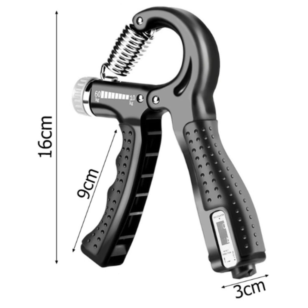 Verstellbarer Handtrainer 10–60 kg mit Zähler, schwarz – Griffkrafttrainer für Hände, Finger und Unterarme, Höhe 16 cm – Bild 5