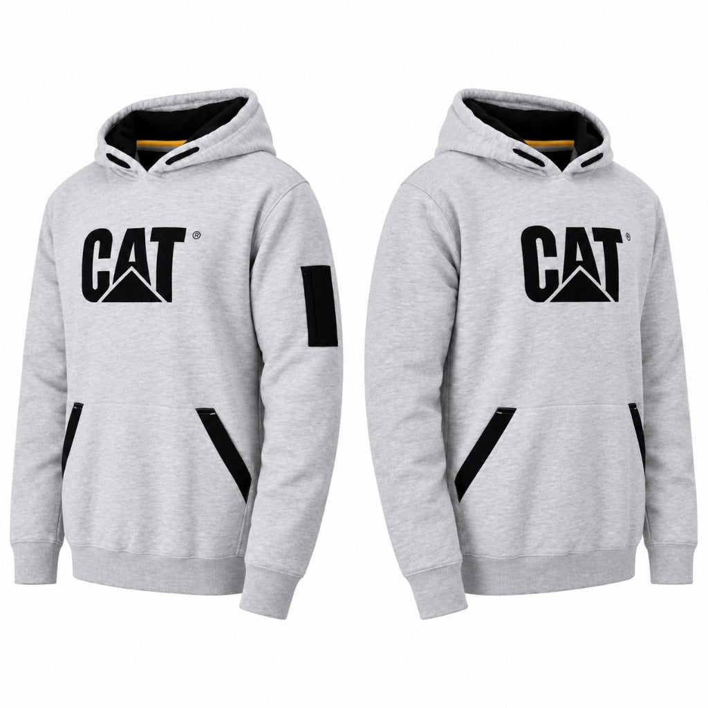 CAT Caterpillar Herren Hoodie Lightweight Tech Kapuzenpullover 100 % Baumwolle mit S3-Kabelführung und Kängurutasche – Bild 2