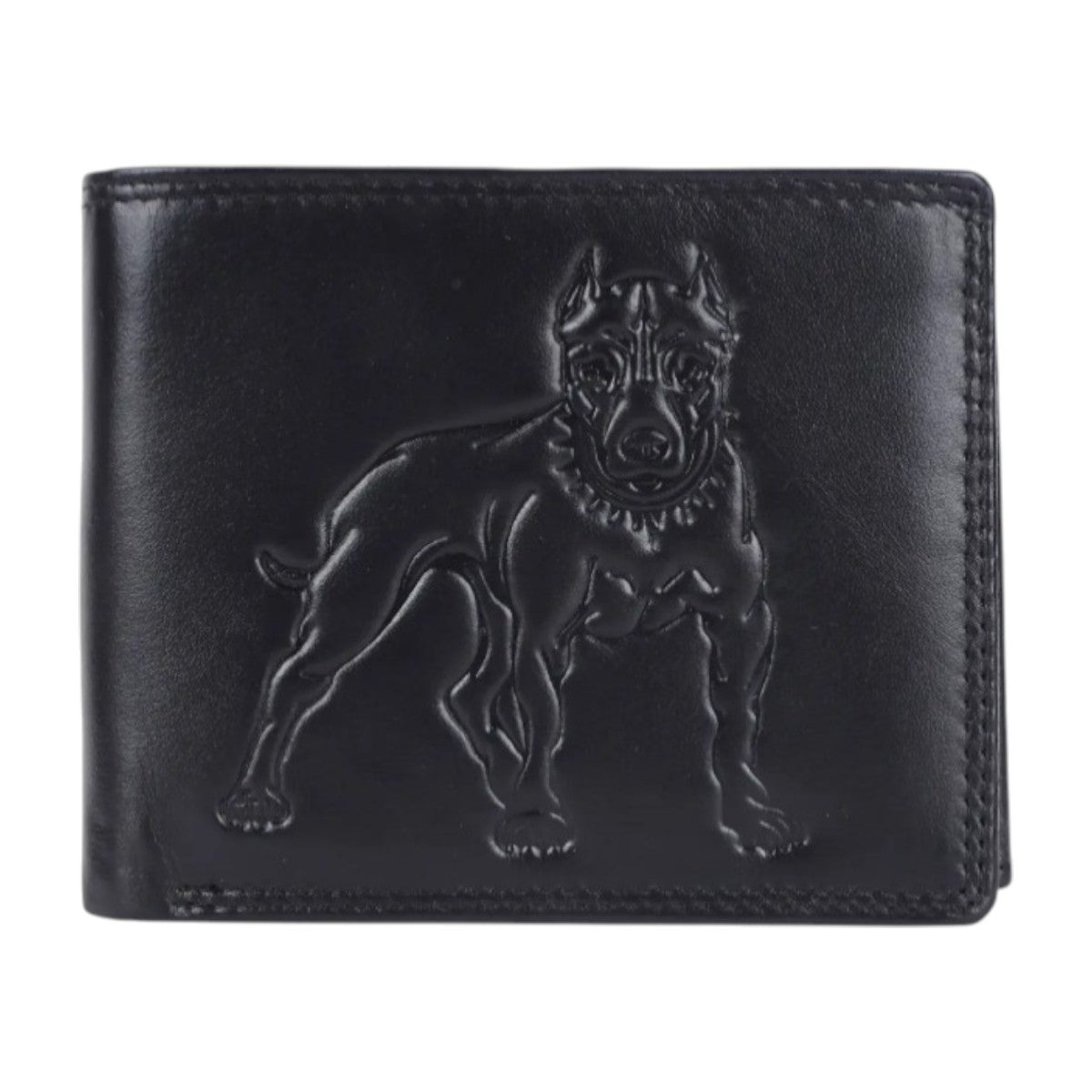 Leder Geldbörse mit Doppelnaht & RFID Pitbull Design 12 x 9,5 cm Querformat