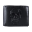 Herren Leder Geldbörse RFID mit Totenkopf & Doppelnaht 12 x 9,5 cm