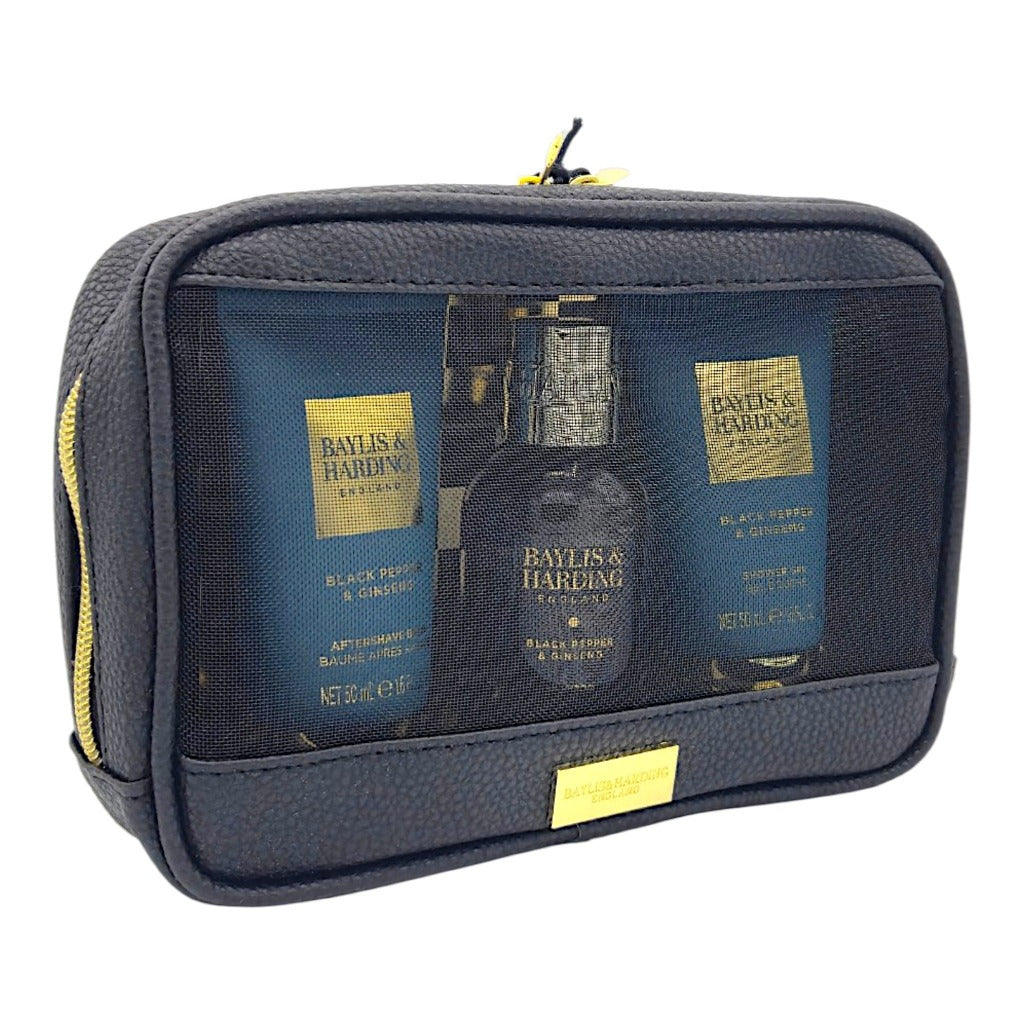 Baylis & Harding Herren-Pflegeset mit Kulturtasche – Duschgel, Shampoo & Aftershave-Balsam, Schwarzer Pfeffer & Ginseng – Bild 2