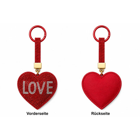Strass Herz Schlüsselanhänger LOVE Rot – Glitzer Taschenanhänger mit Schlüsselring