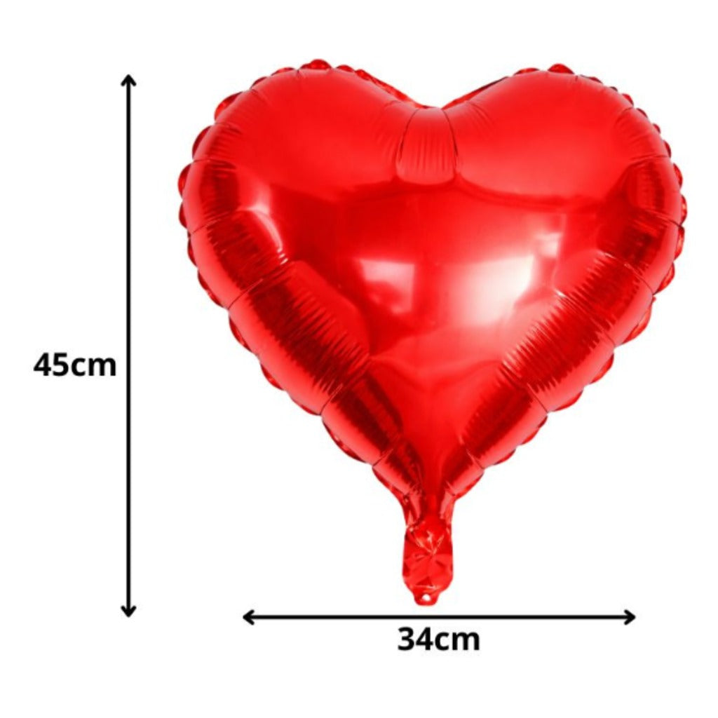 Roter Herzballon aus Folie 34x45 cm – Folienballon für Valentinstag Hochzeit Geburtstag Party Deko – Bild 2