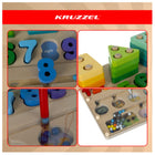 Kruzzel Holzsortierer Montessori 3-in-1 Aktivitätstafel 30 cm – Lernspielzeug mit Magnetlabyrinth für Kinder ab 3 Jahren – Bild 4