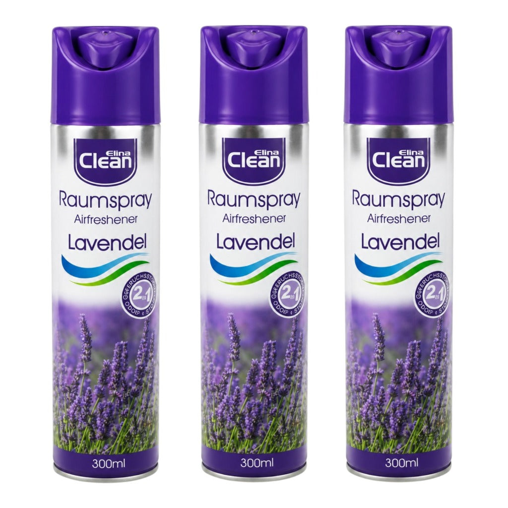 Jean Products Raumspray Lavendel Airfreshener 3 x 300 ml – blumig-frischer Raumduft zur Geruchsneutralisation