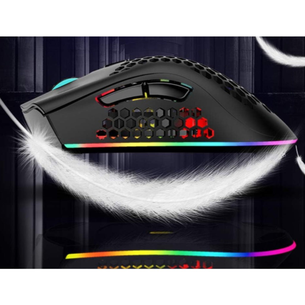 Kabellose RGB Gaming Maus 2.4 GHz schwarz – ergonomische Funkmaus für PC und Laptop mit RGB-Beleuchtung und perforiertem Desi – Bild 4