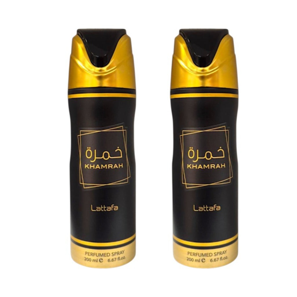 Lattafa Khamrah Deo Spray 200 ml – parfümiertes Unisex-Deodorant orientalisch gourmand mit Zimt, Vanille und Myrrhe