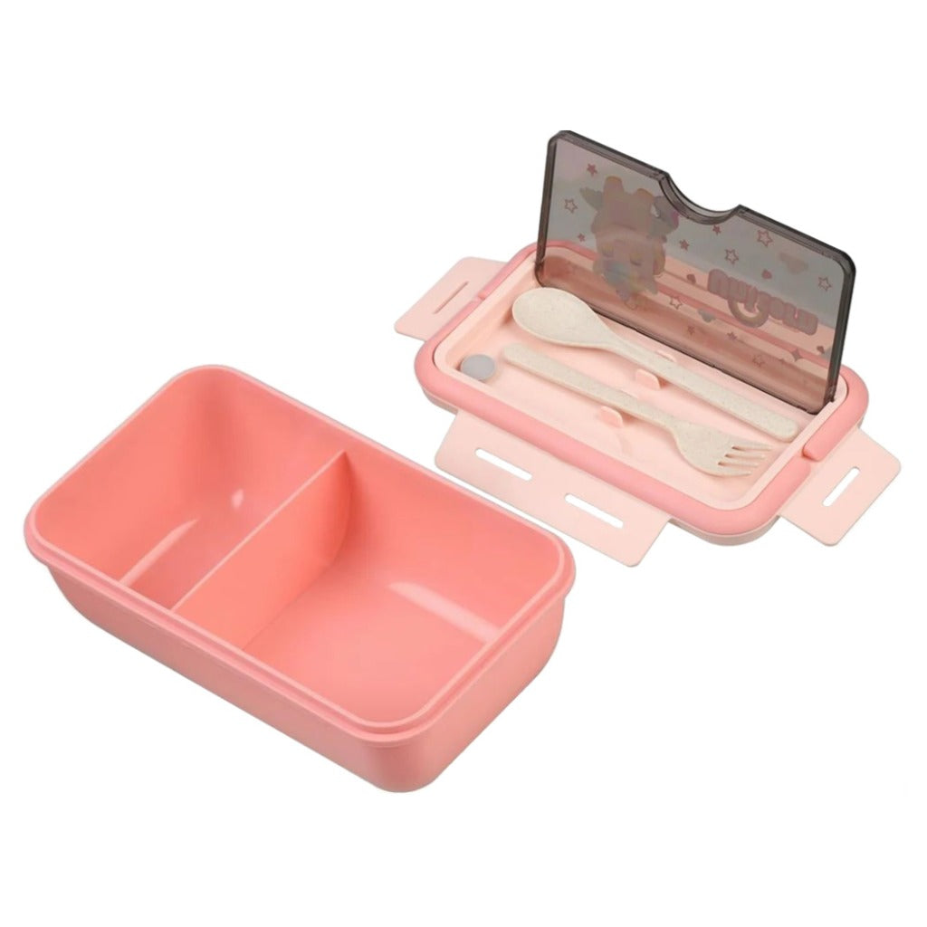 Kinder Lunchbox Set mit Trinkflasche 500 ml und Besteck – auslaufsichere Brotdose 1100 ml rosa für Schule und Kindergarten – Bild 4