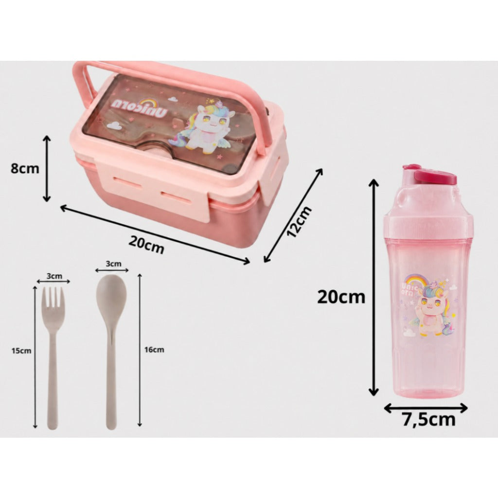 Kinder Lunchbox Set mit Trinkflasche 500 ml und Besteck – auslaufsichere Brotdose 1100 ml rosa für Schule und Kindergarten – Bild 5