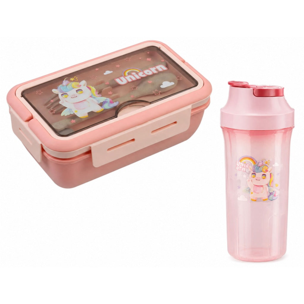 Kinder Lunchbox Set mit Trinkflasche 500 ml und Besteck – auslaufsichere Brotdose 1100 ml rosa für Schule und Kindergarten – Bild 6