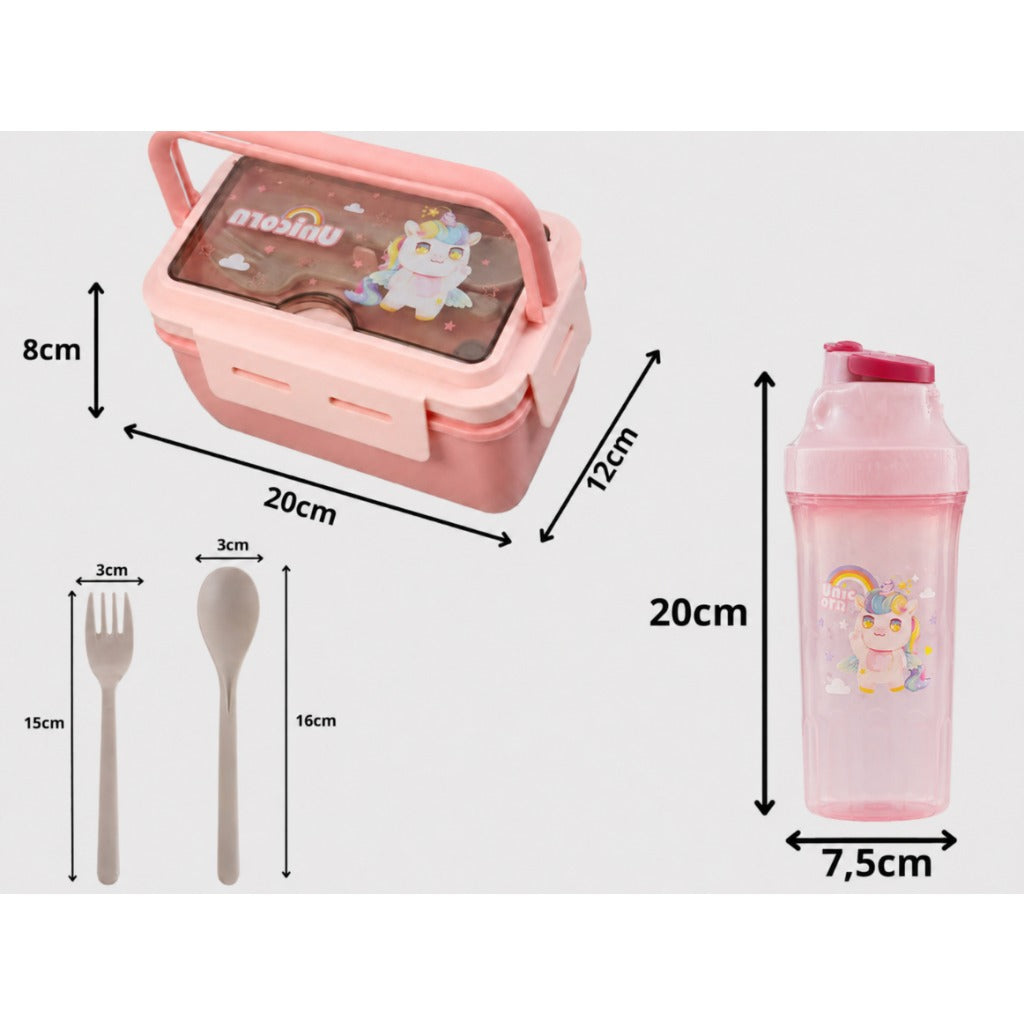 Kinder Lunchbox Set mit Trinkflasche 500 ml und Besteck – auslaufsichere Brotdose 1100 ml rosa für Schule und Kindergarten – Bild 8