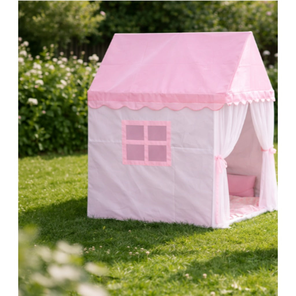 Kinderspielzelt Prinzessinnen-Schloss Rosa 130x98x125 cm – Spielhaus für Kinderzimmer und Garten, mit Vorhang und Fenstern – Bild 7